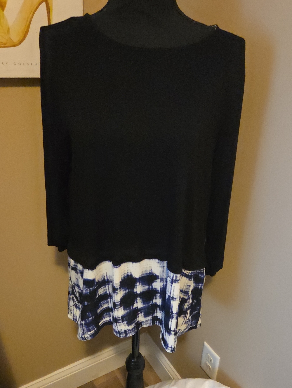 Cynthia Rowley Navy Tunic with Navy and White Tie-Dye Hem